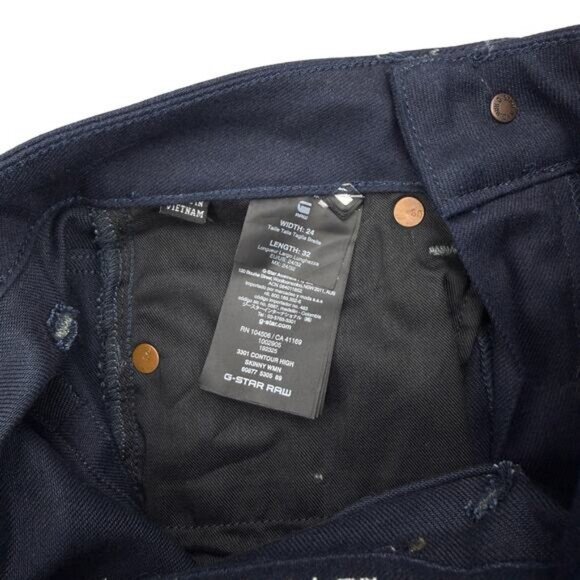 G-Star Raw 3301 High Waisted Skinny Jean In Dark Aged Women's Size 24 - Picture 7 of 9